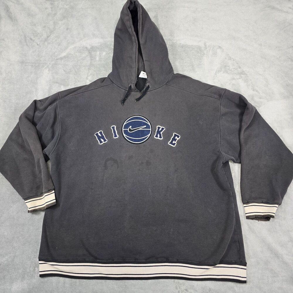 VTG 90’s Nike Men's White Tag Basketball Embroider Center Swoosh Hoodie Size 2XL